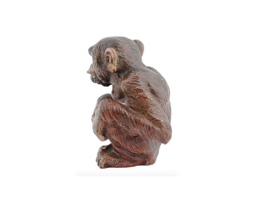 Antique Austrian Cold Painted Bronze Monkey Figure In Good Condition In New York, NY