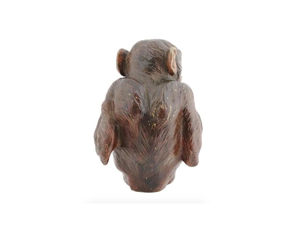 19th Century Antique Austrian Cold Painted Bronze Monkey Figure
