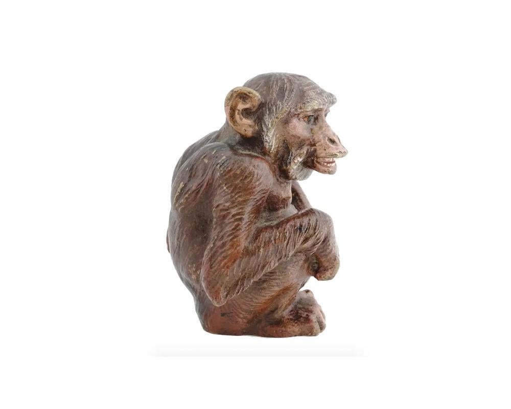 Antique Austrian Cold Painted Bronze Monkey Figure 1