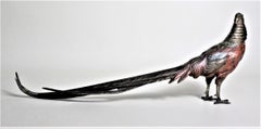 Antique Austrian Cold-Painted Bronze of an Exotic Bird or Pheasant Sculpture