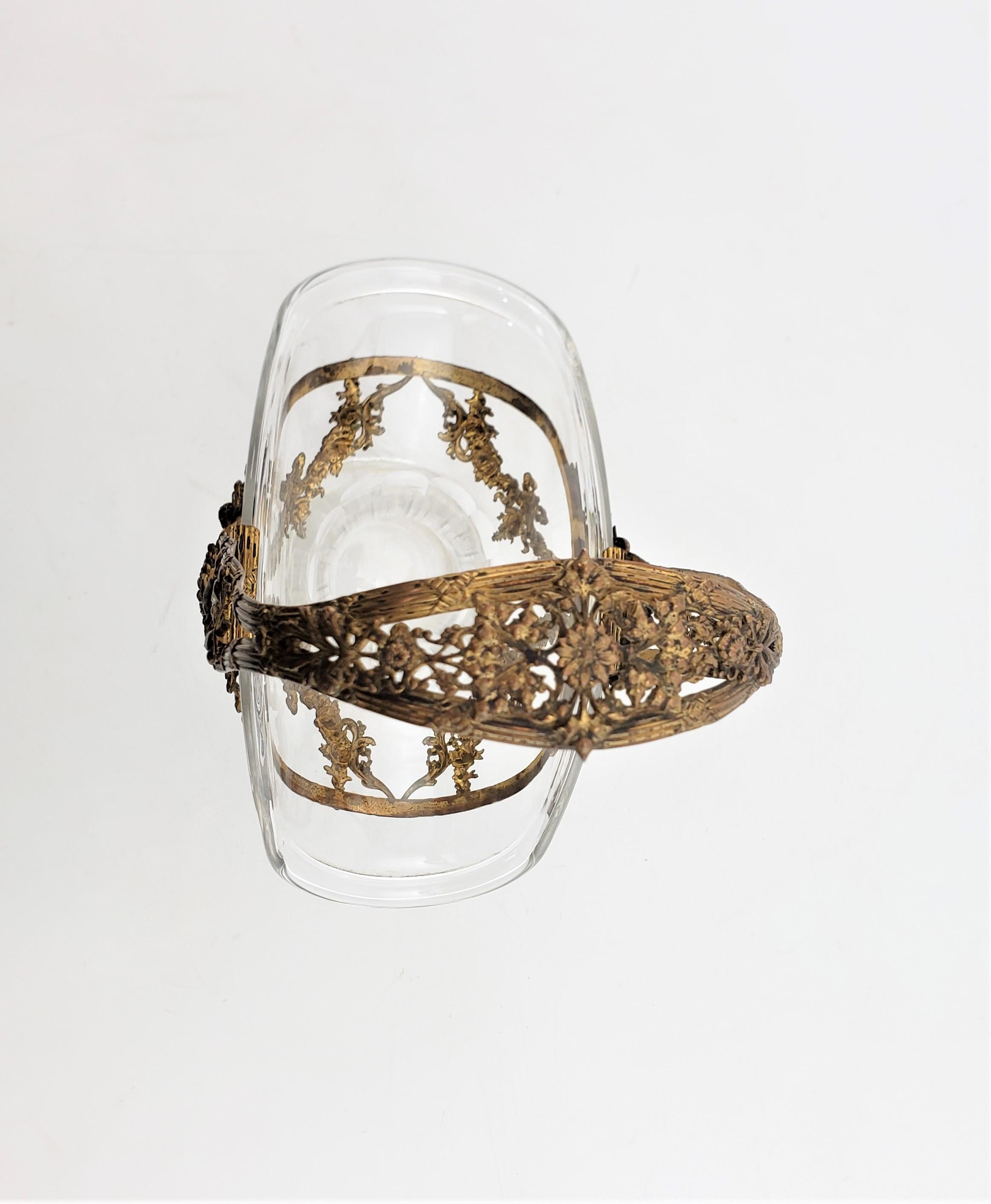 Antique Austrian Crystal Basket with Cast & Gilt Bronze Mounts with Floral Motif For Sale 2