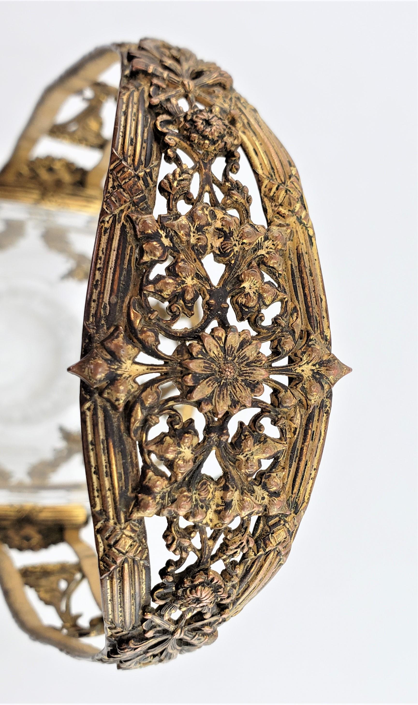 Antique Austrian Crystal Basket with Cast & Gilt Bronze Mounts with Floral Motif For Sale 3