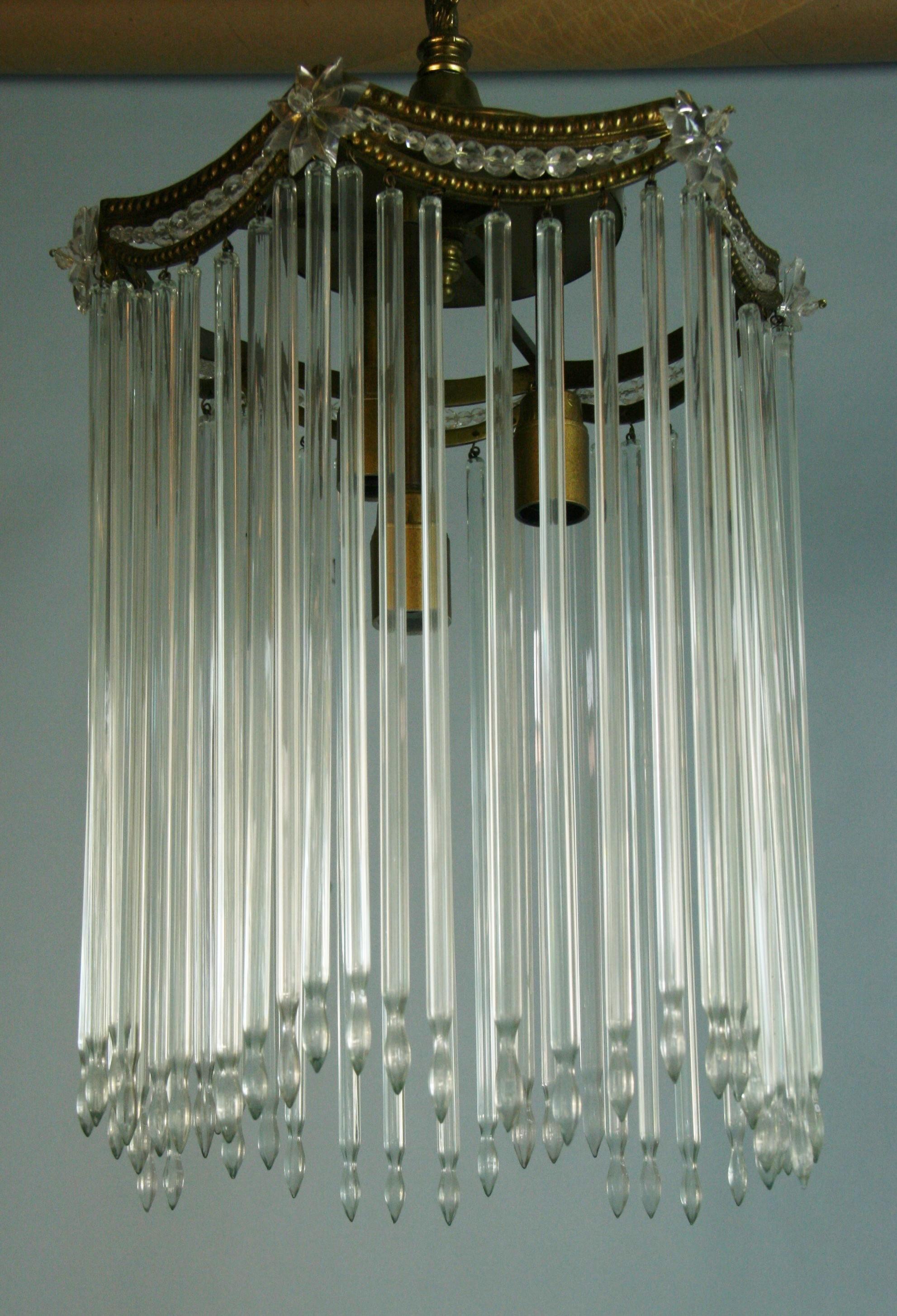 Early 20th Century Antique Austrian Crystal Rods Pendant Circa 1920's For Sale