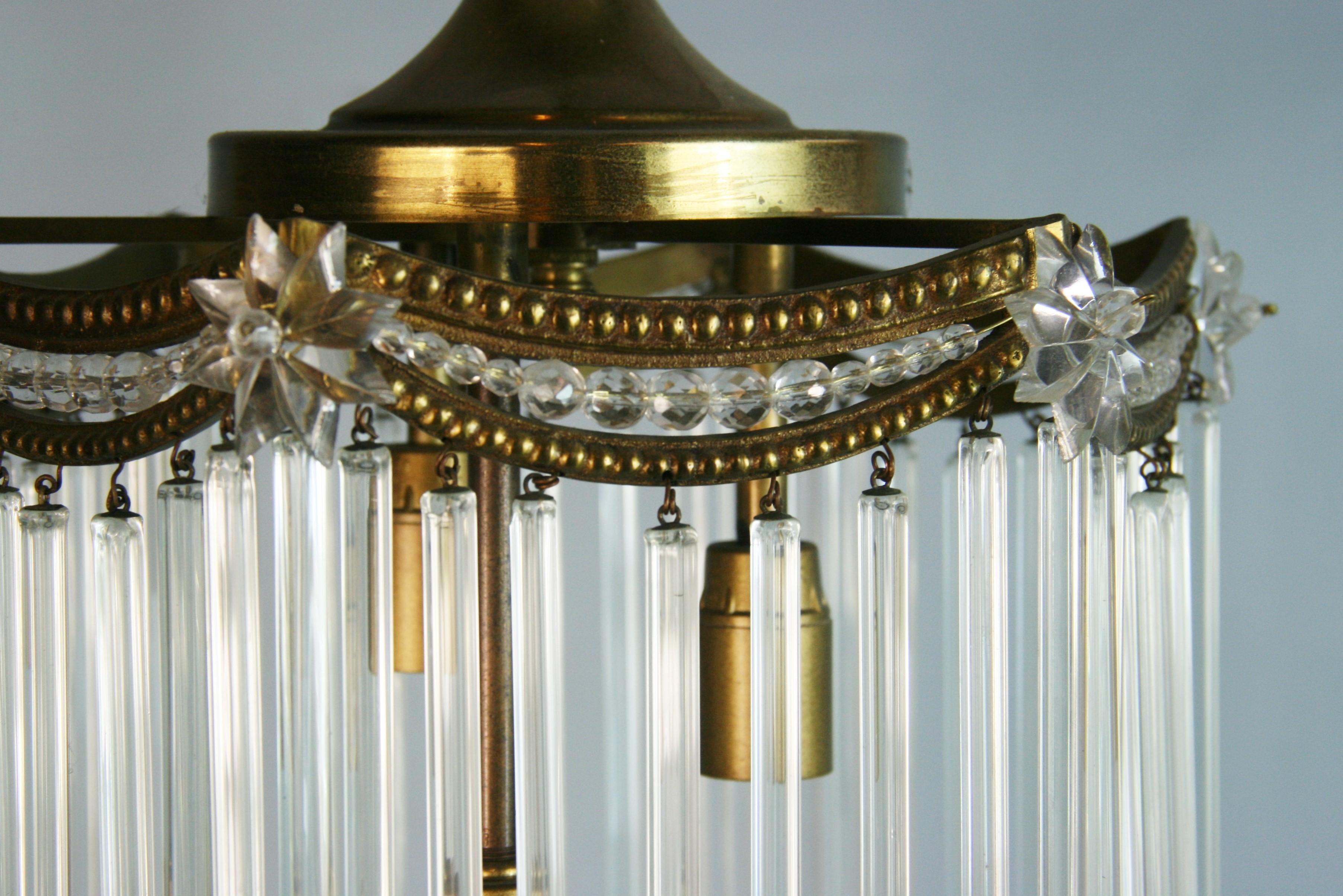 Antique Austrian Crystal Rods Pendant Circa 1920's For Sale 2