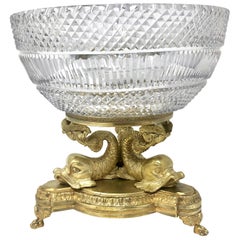 Antique Austrian Cut Crystal and Gold Bronze Centerpiece, 1900-1910
