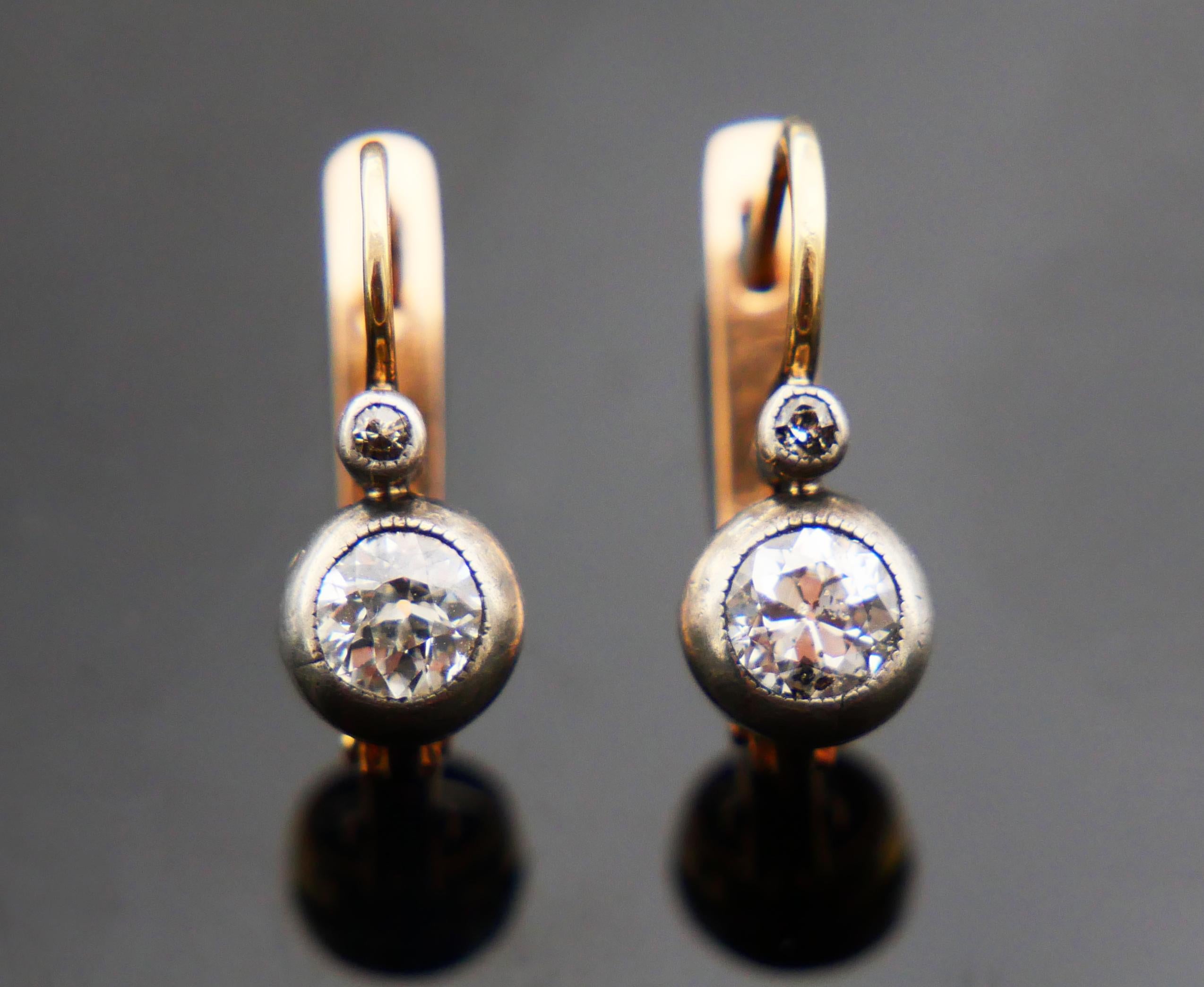 Pendientes Austriacos Antiguos 1ctw Diamantes naturales Oro 14K macizo Plata / 2.65 gr en venta 5