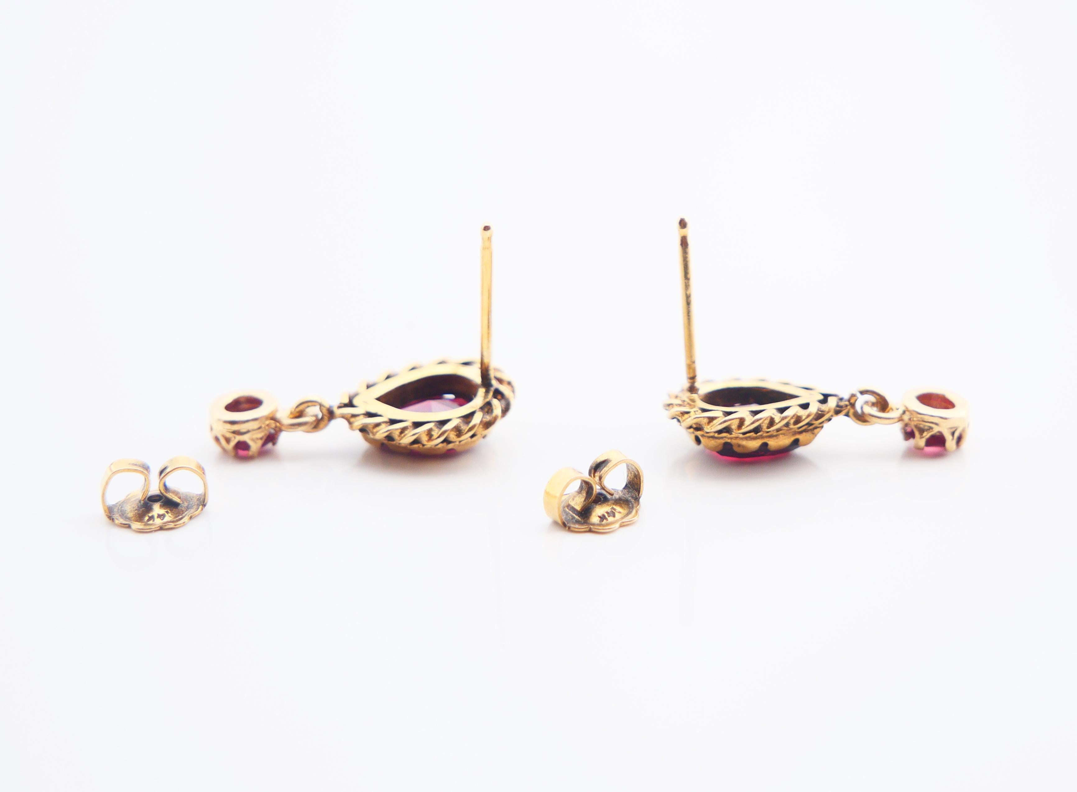 Antique Austrian Earrings natural Garnet solid 14K Gold / 3.25 gr For Sale 5