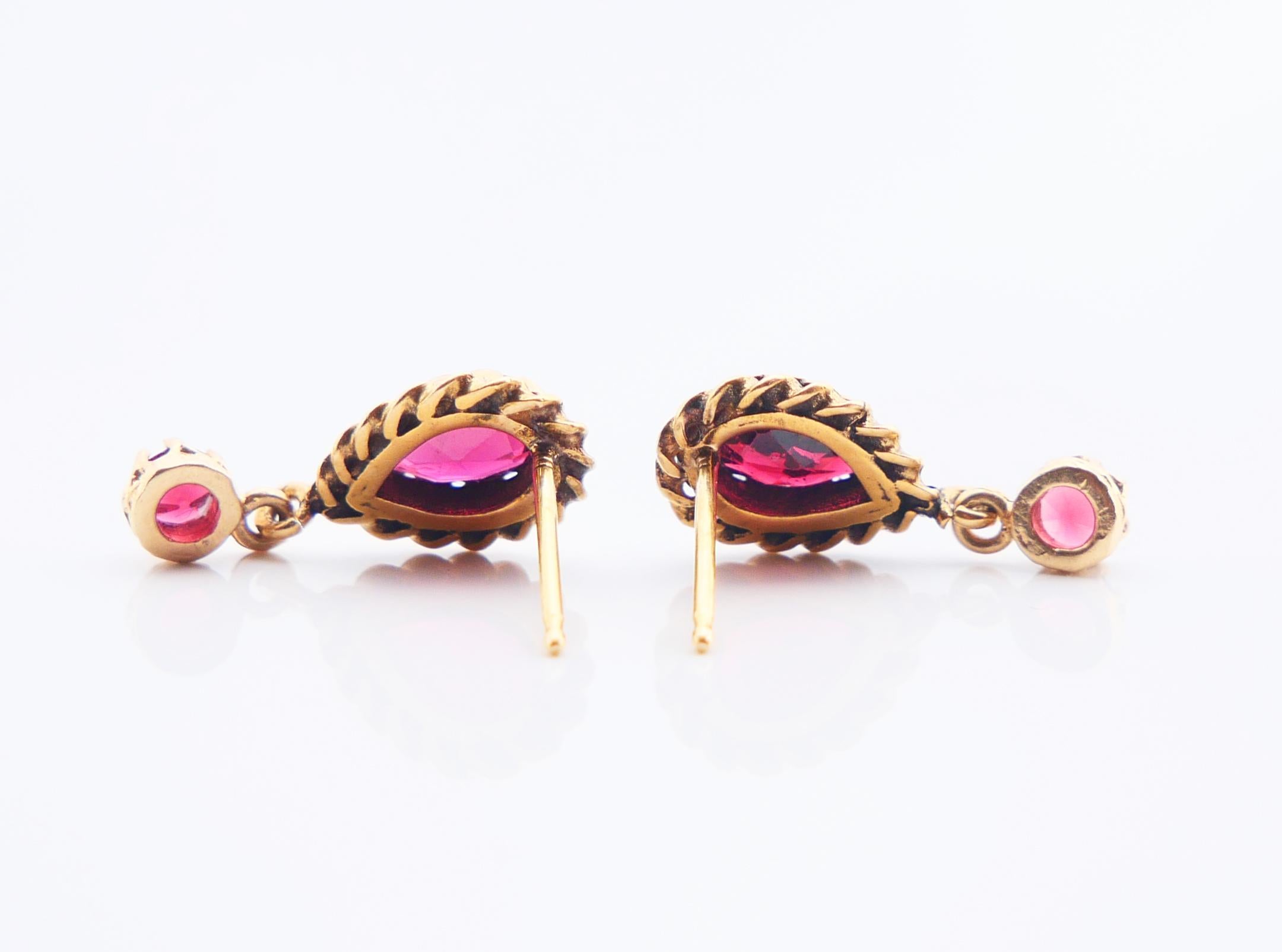 Antique Austrian Earrings natural Garnet solid 14K Gold / 3.25 gr For Sale 4