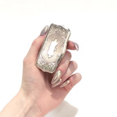 Antique Austrian Engine Turned 13 Loth Silver Snuff Box or Dresser Box