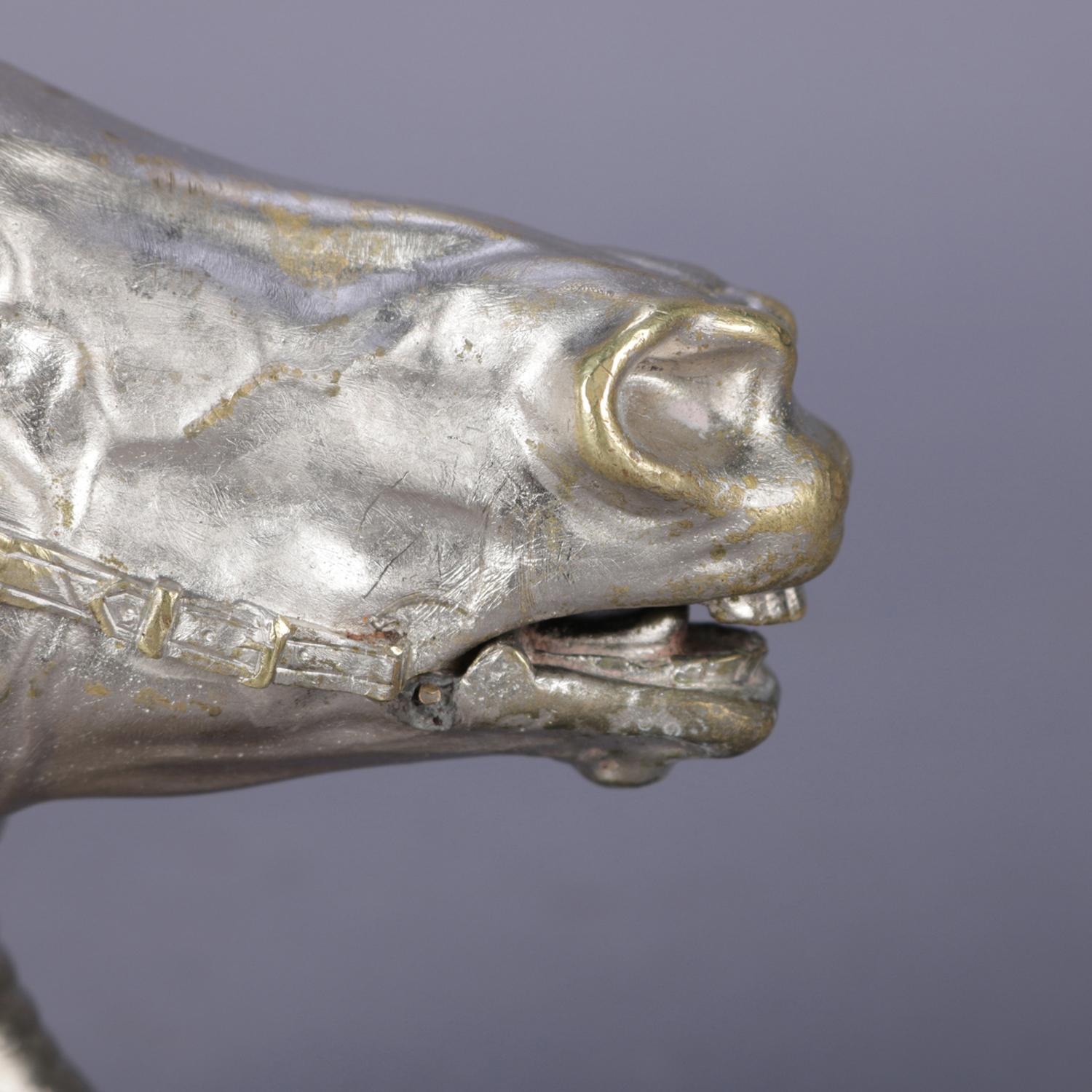 Antique Austrian Equestrian Bergman Cold Painted Bronze Horse Head Inkwell 2
