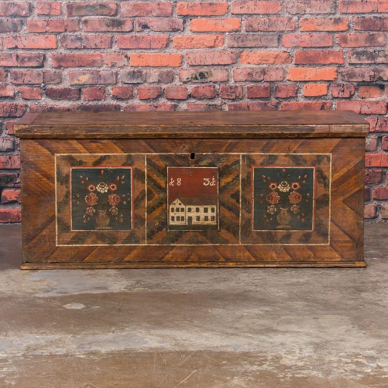 Antique Austrian Folk Art Painted Trunk at 1stDibs