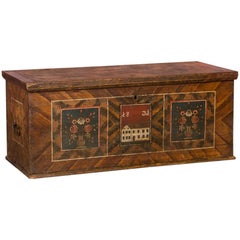 Antique Austrian Folk Art Painted Trunk
