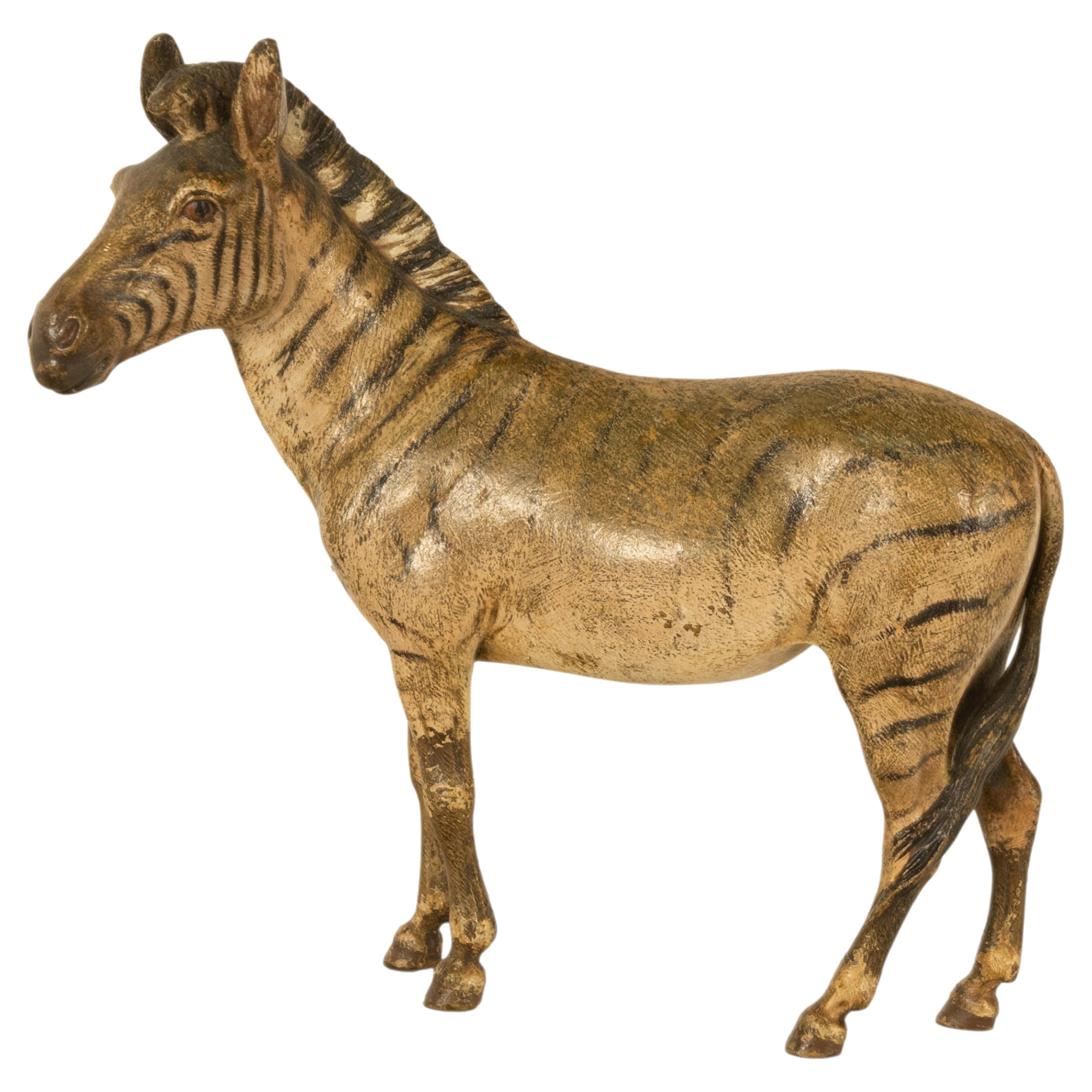 Bronze ancien autrichien Franz Bergman peint à froid Zebra Quagga Sculpture Statue