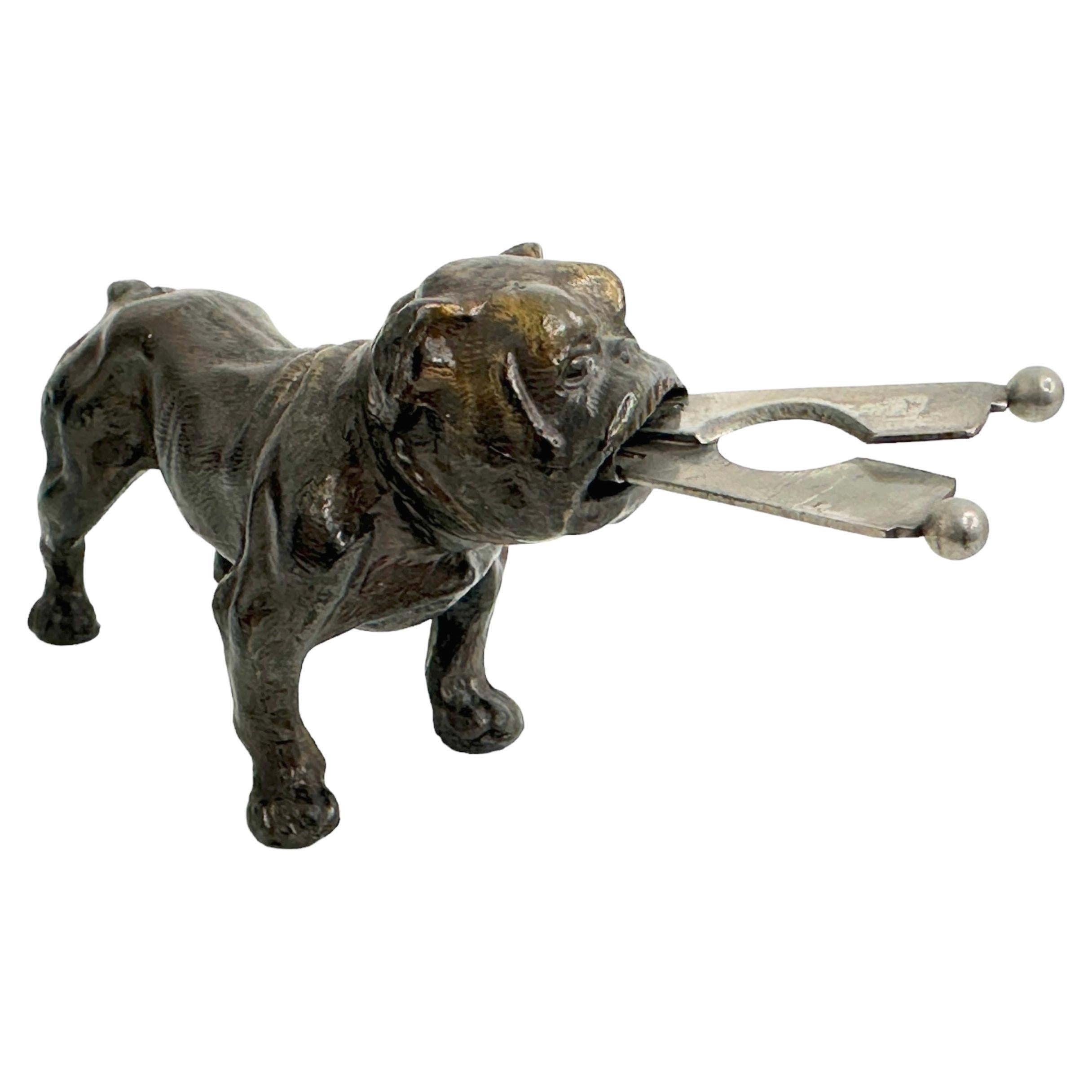 Early 20th Century Antique Austrian French Bulldog or Pug Dog Figural Cigar Cutter, 1920s For Sale