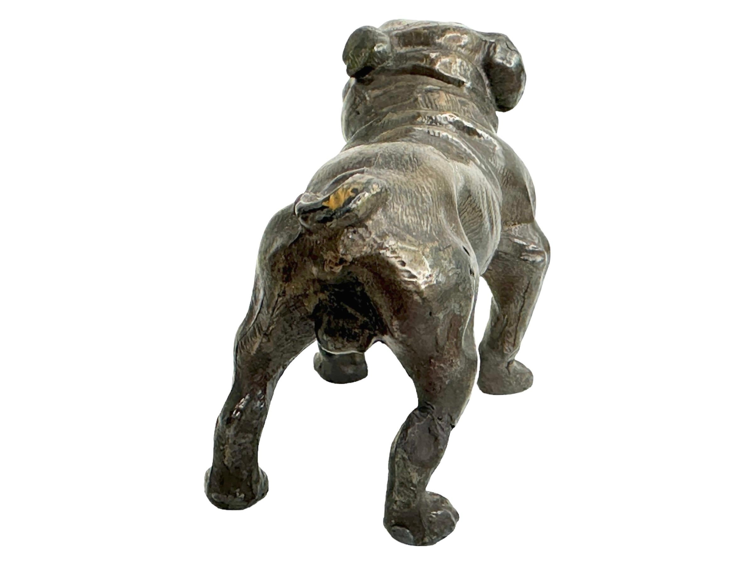 Metal Antique Austrian French Bulldog or Pug Dog Figural Cigar Cutter, 1920s For Sale