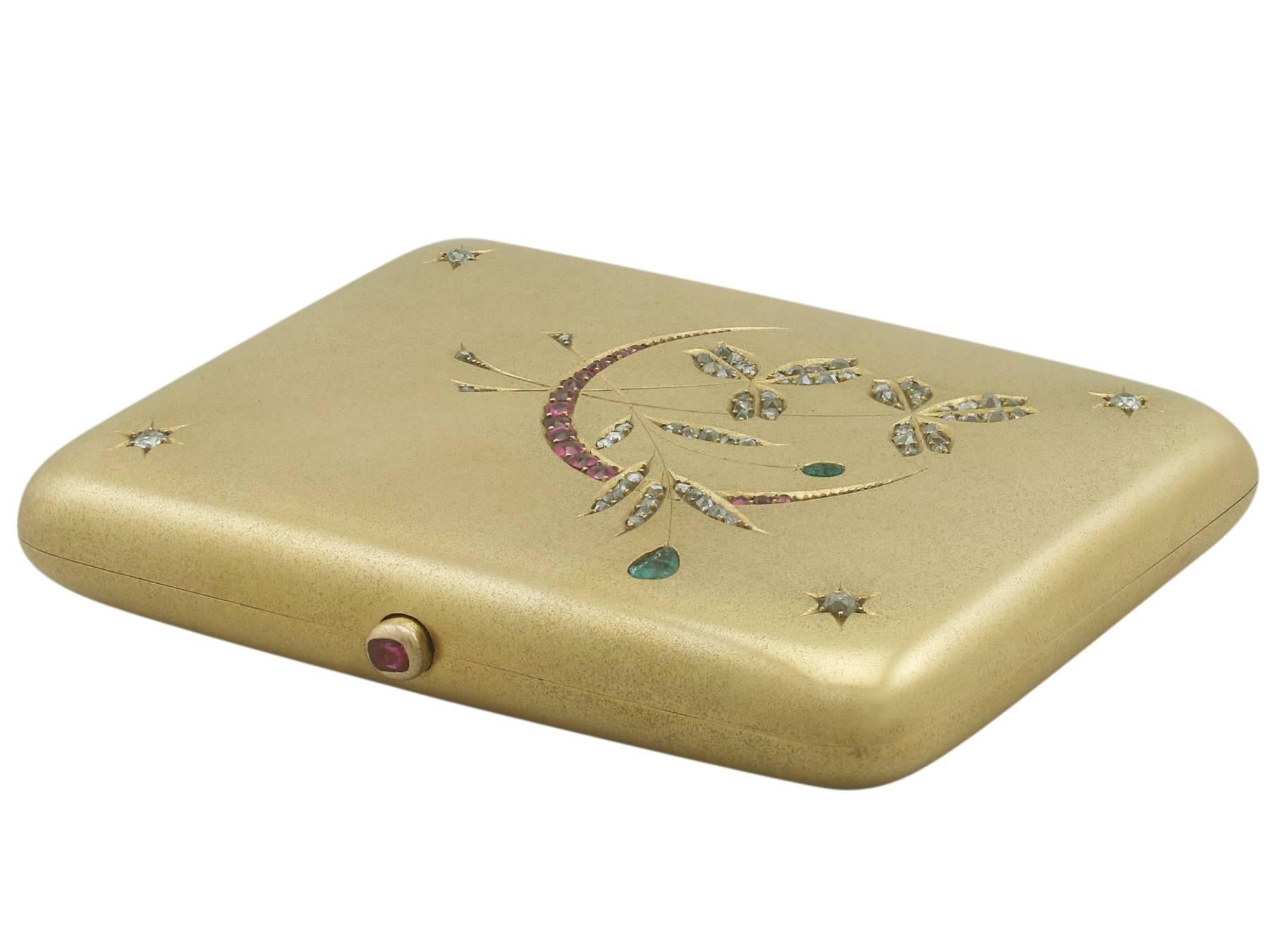 Antique Austrian Gemstone and Yellow Gold Cigarette Case In Excellent Condition In Jesmond, Newcastle Upon Tyne
