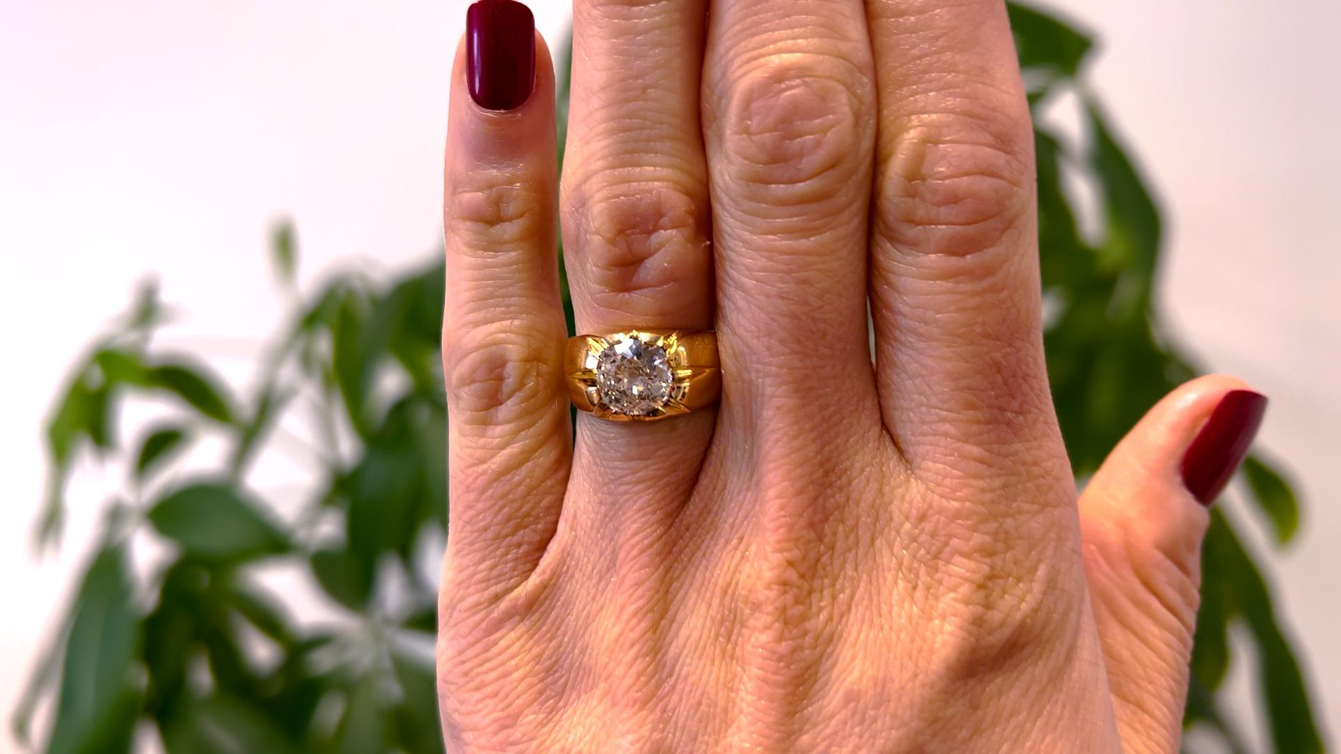 Antike österreichische GIA 2,00 Karat Old Mine Cut Diamant 14k Rose Gold Ring (Alteuropäischer Brillantschliff)