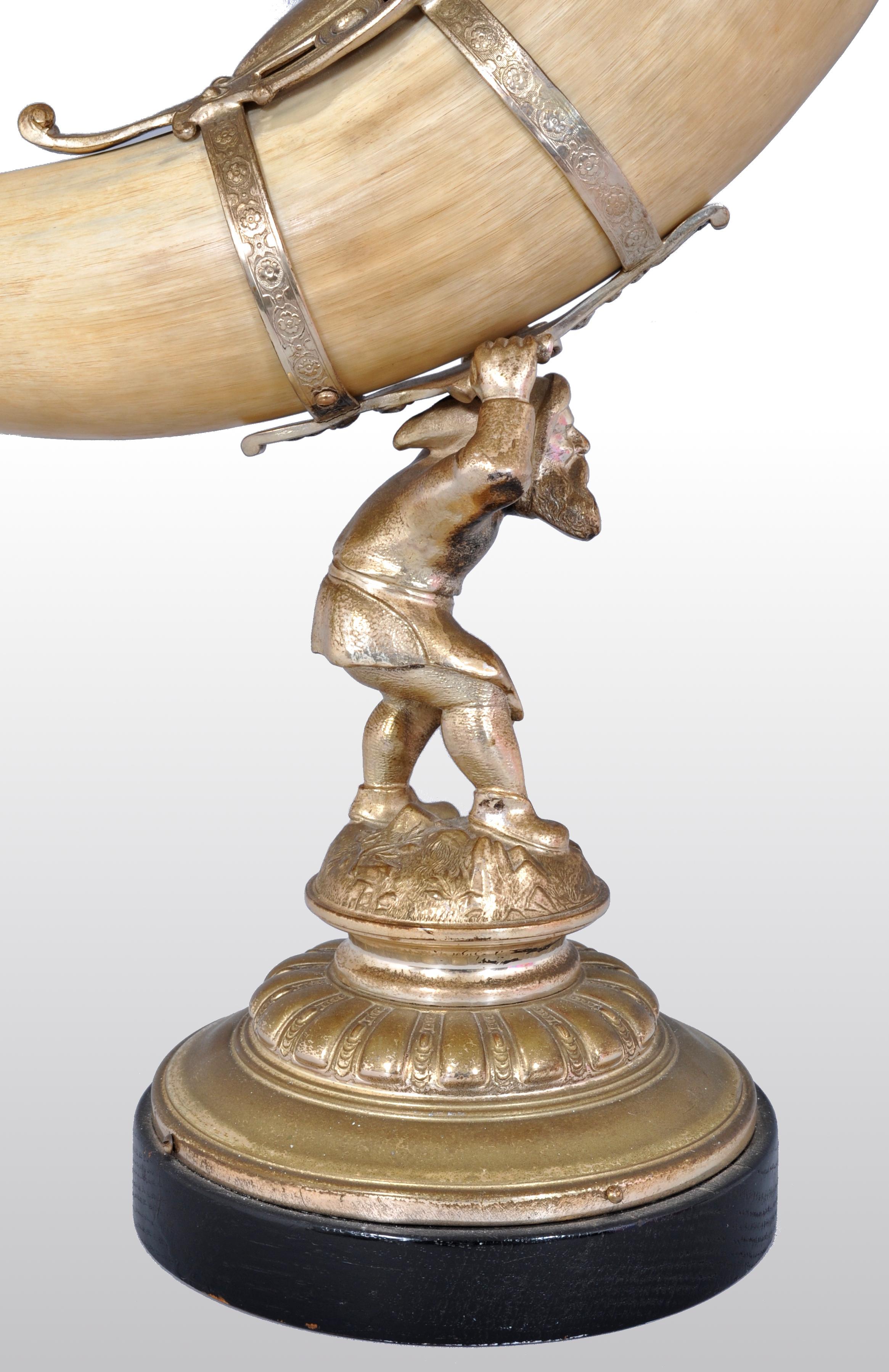 Antique Austrian Gilded Bronze Hunting Horn/Cornucopia, circa 1880 3