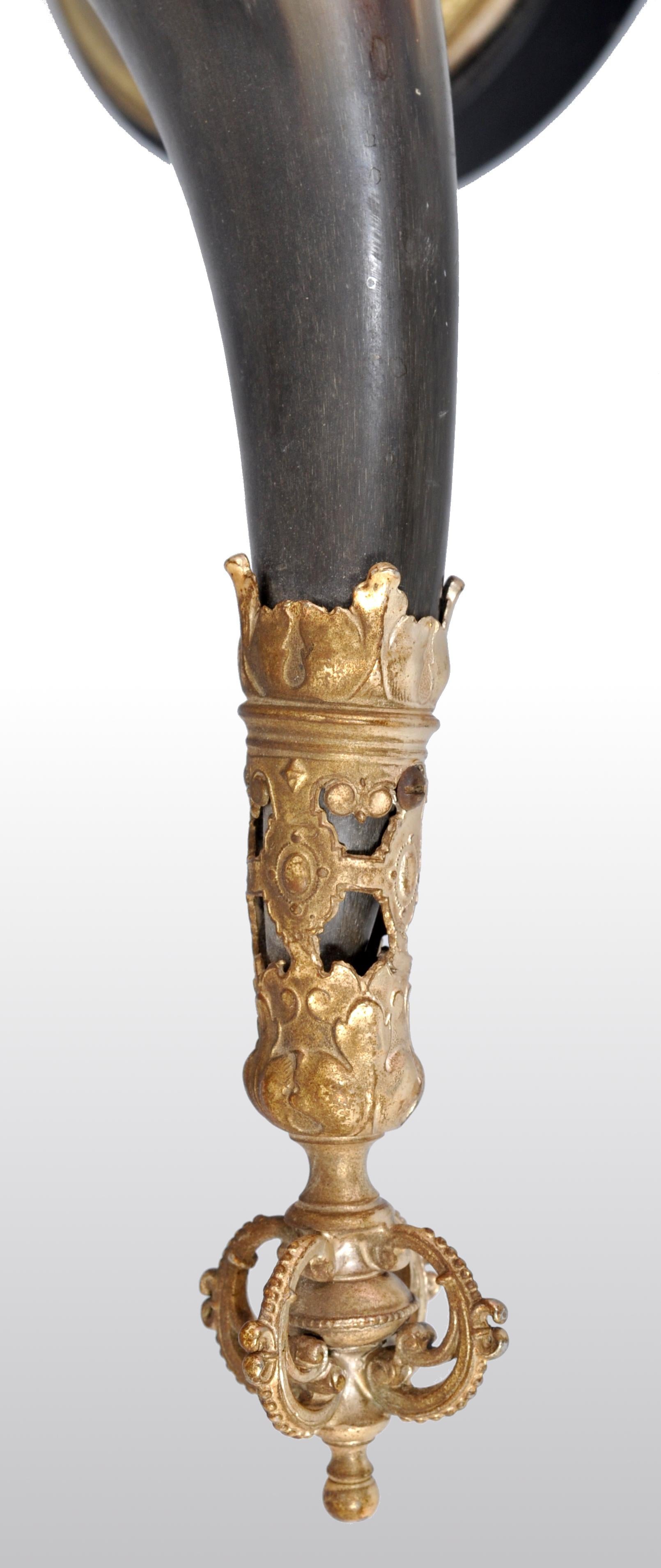 Antique Austrian Gilded Bronze Hunting Horn/Cornucopia, circa 1880 4