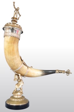 Antique Austrian Gilded Bronze Hunting Horn/Cornucopia, circa 1880