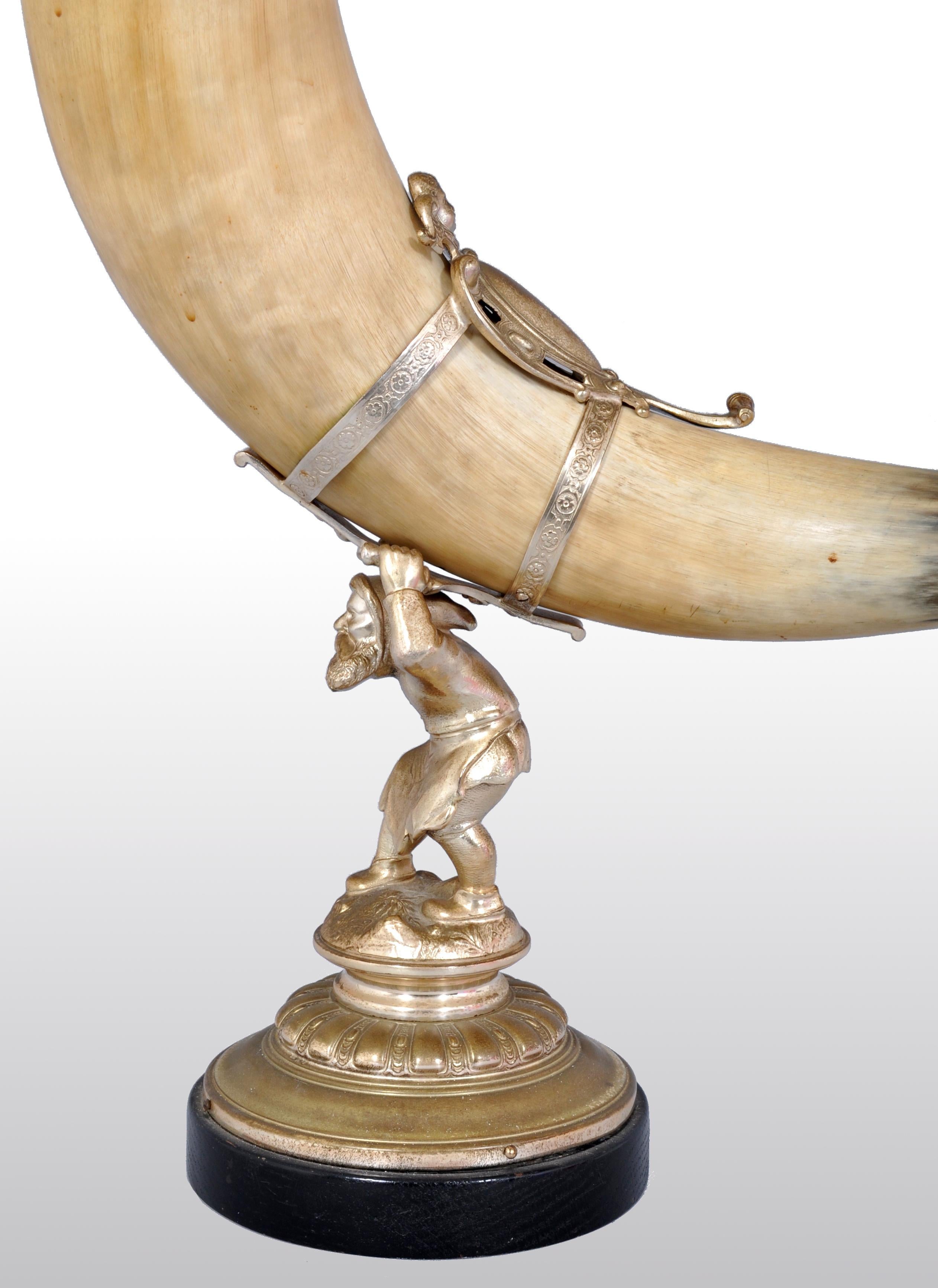 Antique Austrian Gilded Bronze Hunting Horn/Cornucopia, circa 1880 1