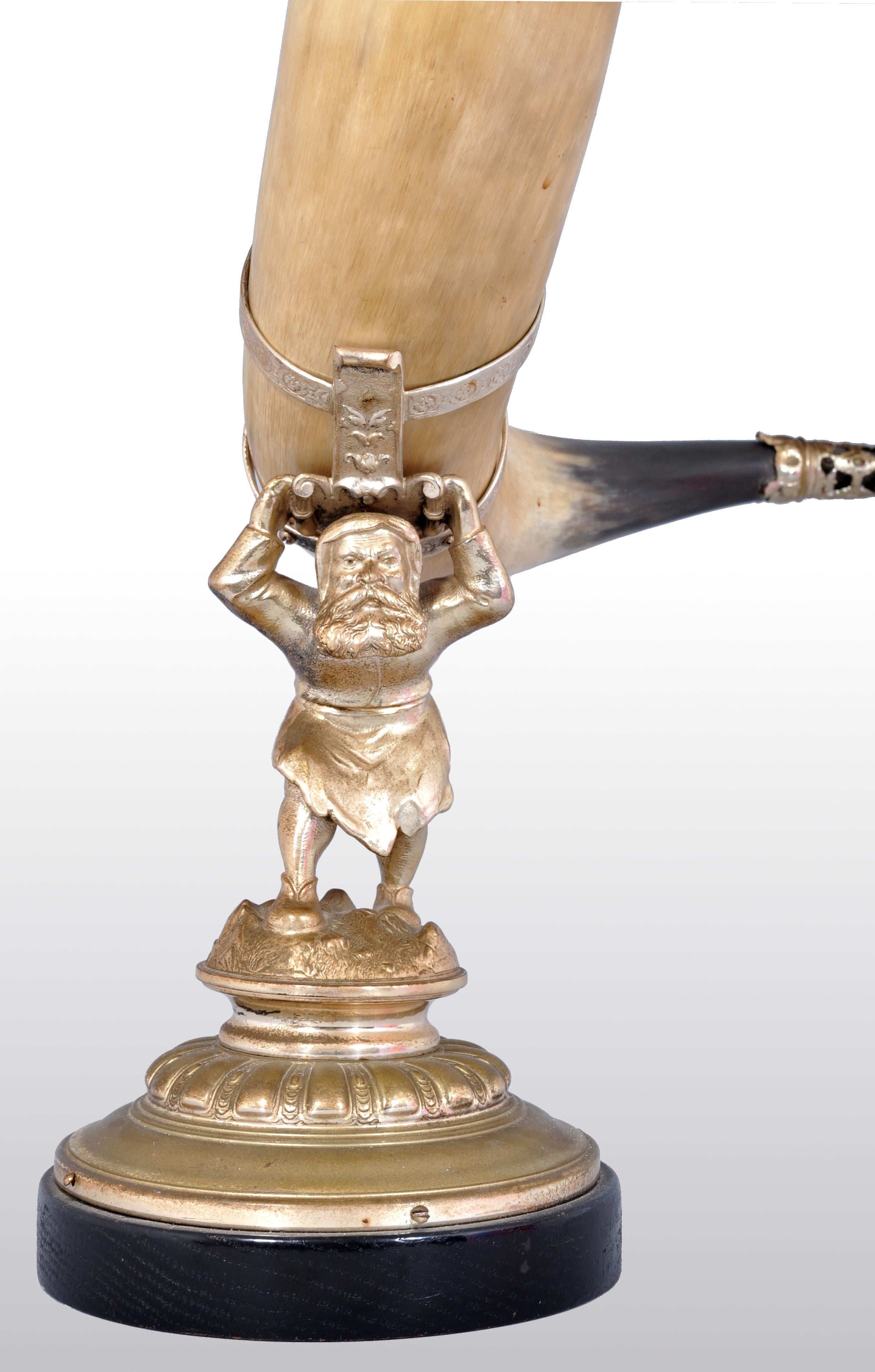 Antique Austrian Gilded Bronze Hunting Horn/Cornucopia, circa 1880 2