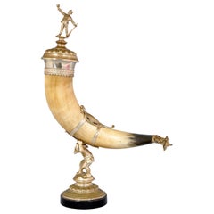 Antique Austrian Gilded Bronze Hunting Horn/Cornucopia, circa 1880