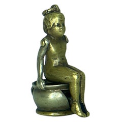 Antique Austrian Girl Figural Cigar Cutter for Pocket Watch Chain, FOB, 1890s