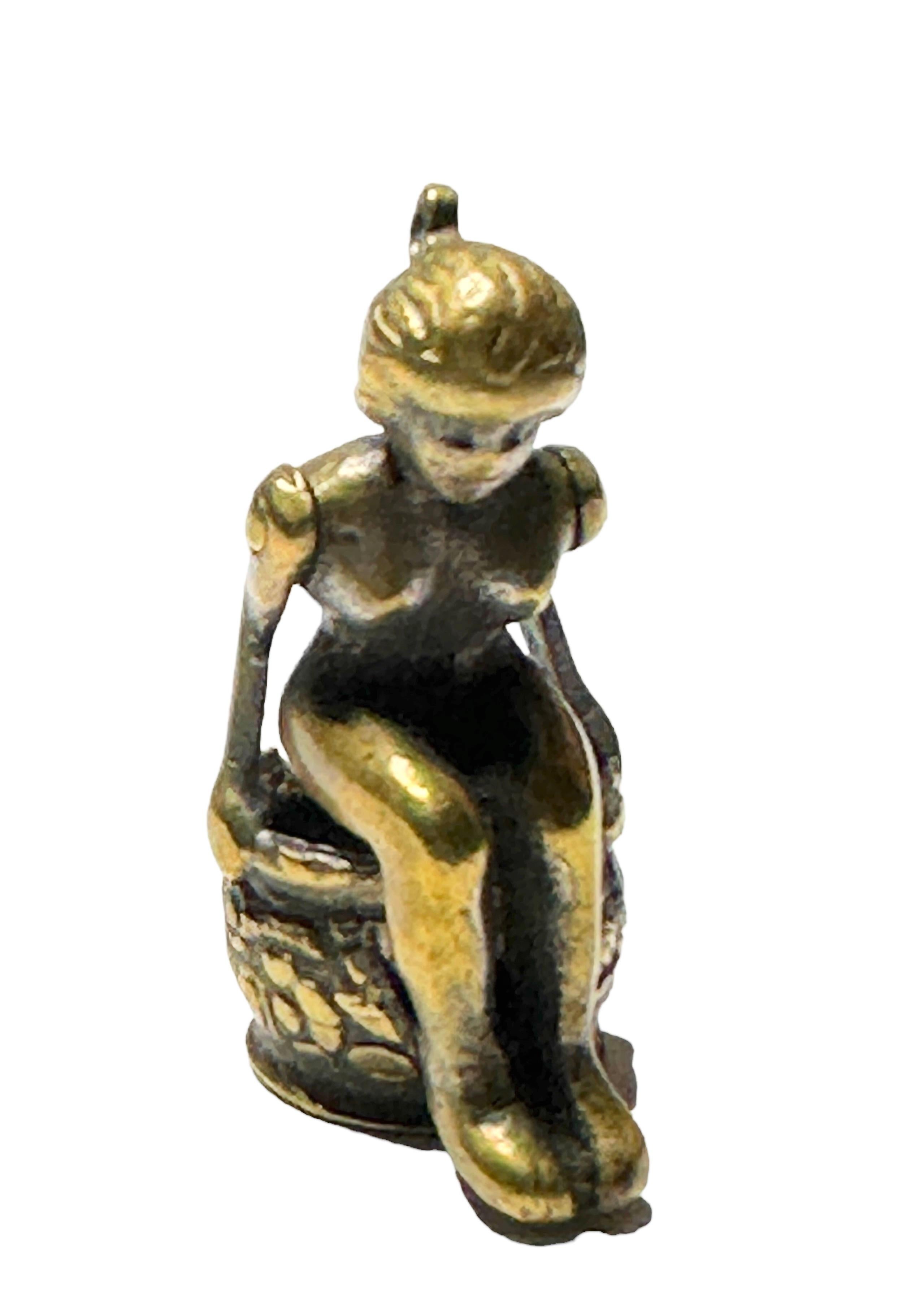 Art Nouveau Antique Austrian Girl Figural Cigar Cutter for Pocket Watch Chain, FOB, 1890s For Sale
