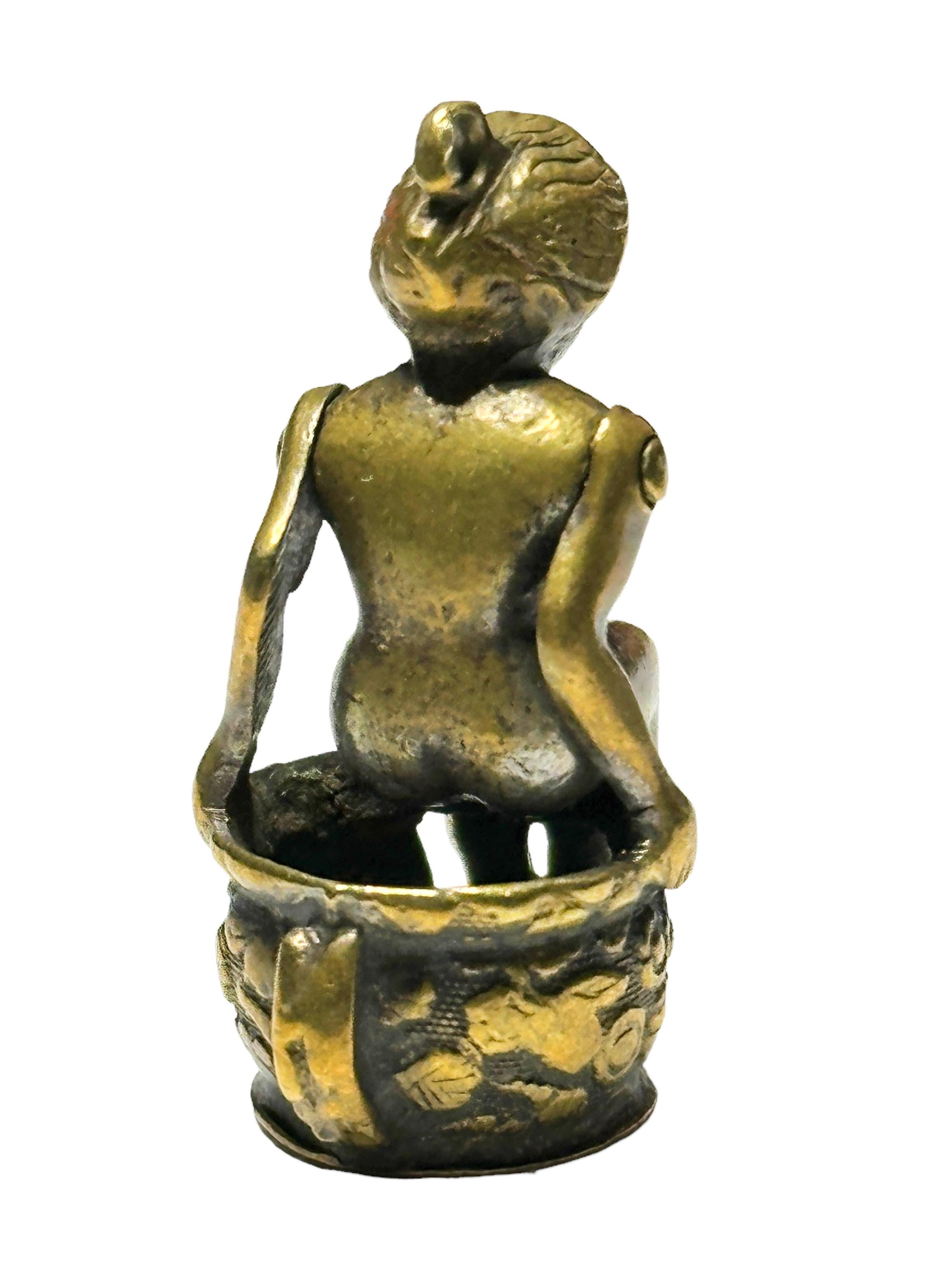 Late 19th Century Antique Austrian Girl Figural Cigar Cutter for Pocket Watch Chain, FOB, 1890s For Sale
