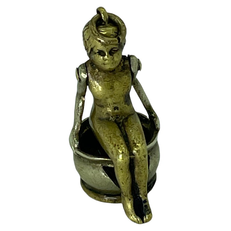 Antique Austrian Girl Figural Cigar Cutter for Pocket Watch Chain