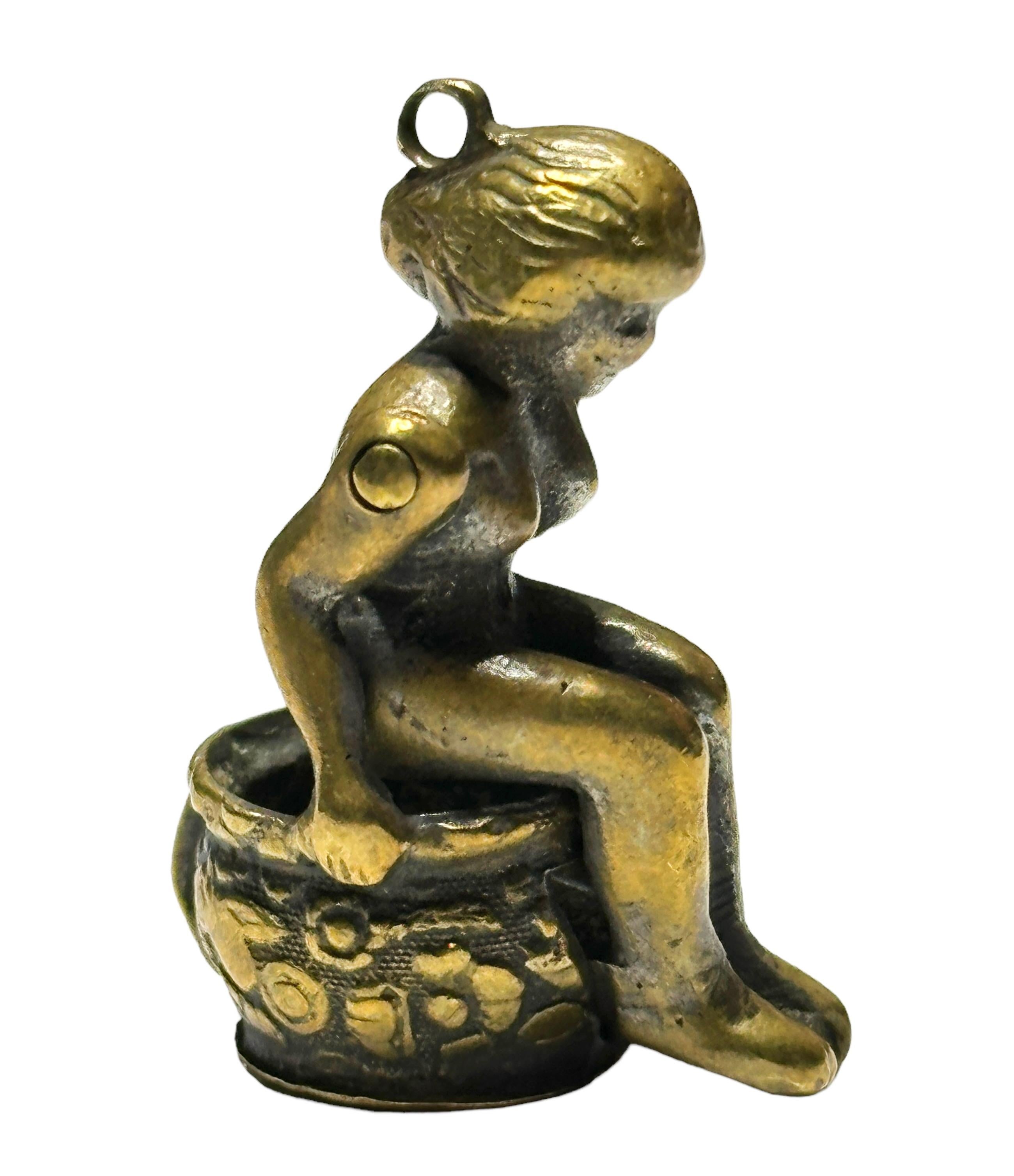 Antique Austrian Girl Figural Cigar Cutter for Pocket Watch Chain, FOB, 1890s For Sale 2