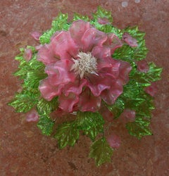 Antique Austrian Glass Leaves and Flowers Center Piece