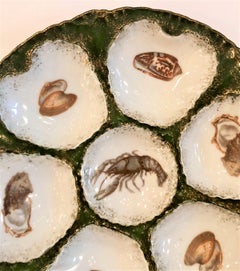 Antique Austrian Hand Painted Porcelain Oyster Plate, circa 1880