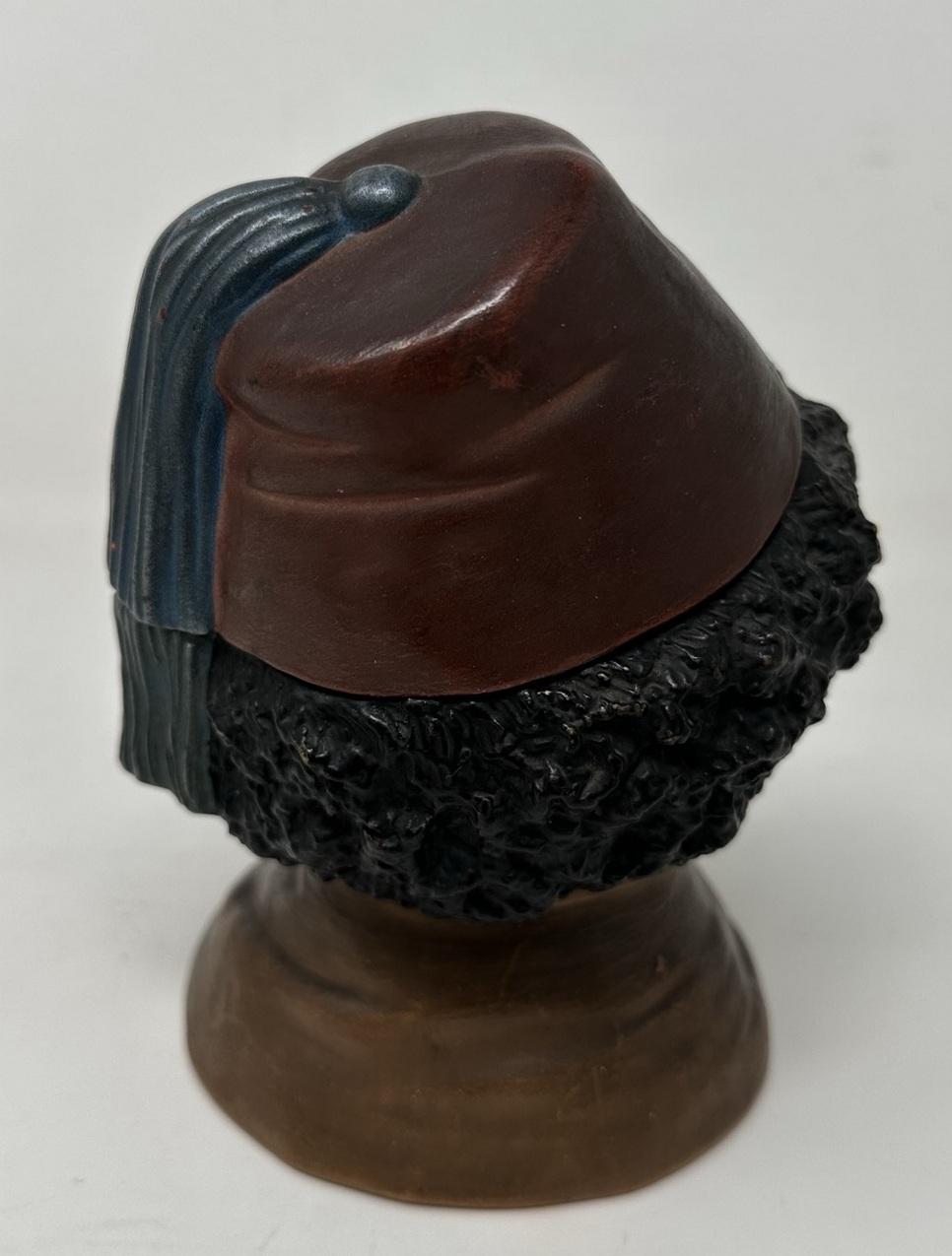 Antique Austrian Hand Painted Terracotta Porcelain Figurel Tobacco Smoking Jar In Good Condition In Dublin, Ireland