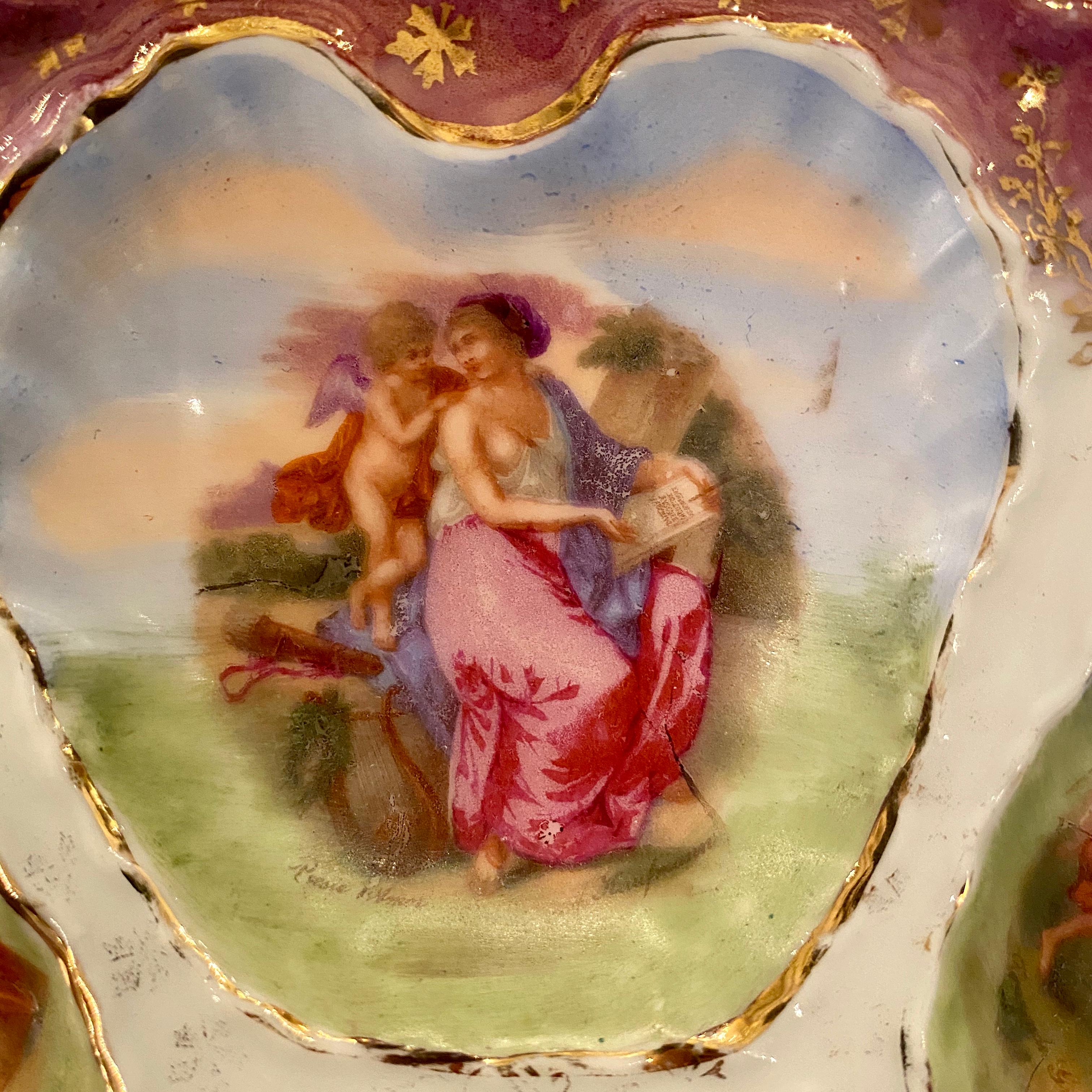 Austrian Hand Painted Victoria Carlsbad Porcelain Oyster Plate, circa 1890 1