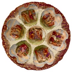 Antique Austrian Hand Painted Victoria Carlsbad Porcelain Oyster Plate, circa 1890