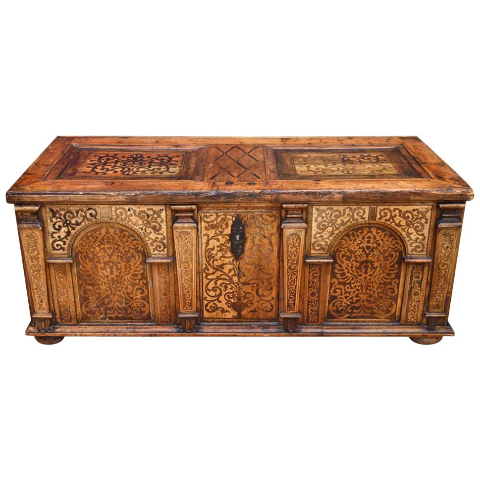 Antique Austrian Inlaid Desk, Mid-17th Century For Sale