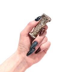 Ancien sceau autrichien Jugendstil/Nouveau en argent et MOP avec fleurs et visage de dame