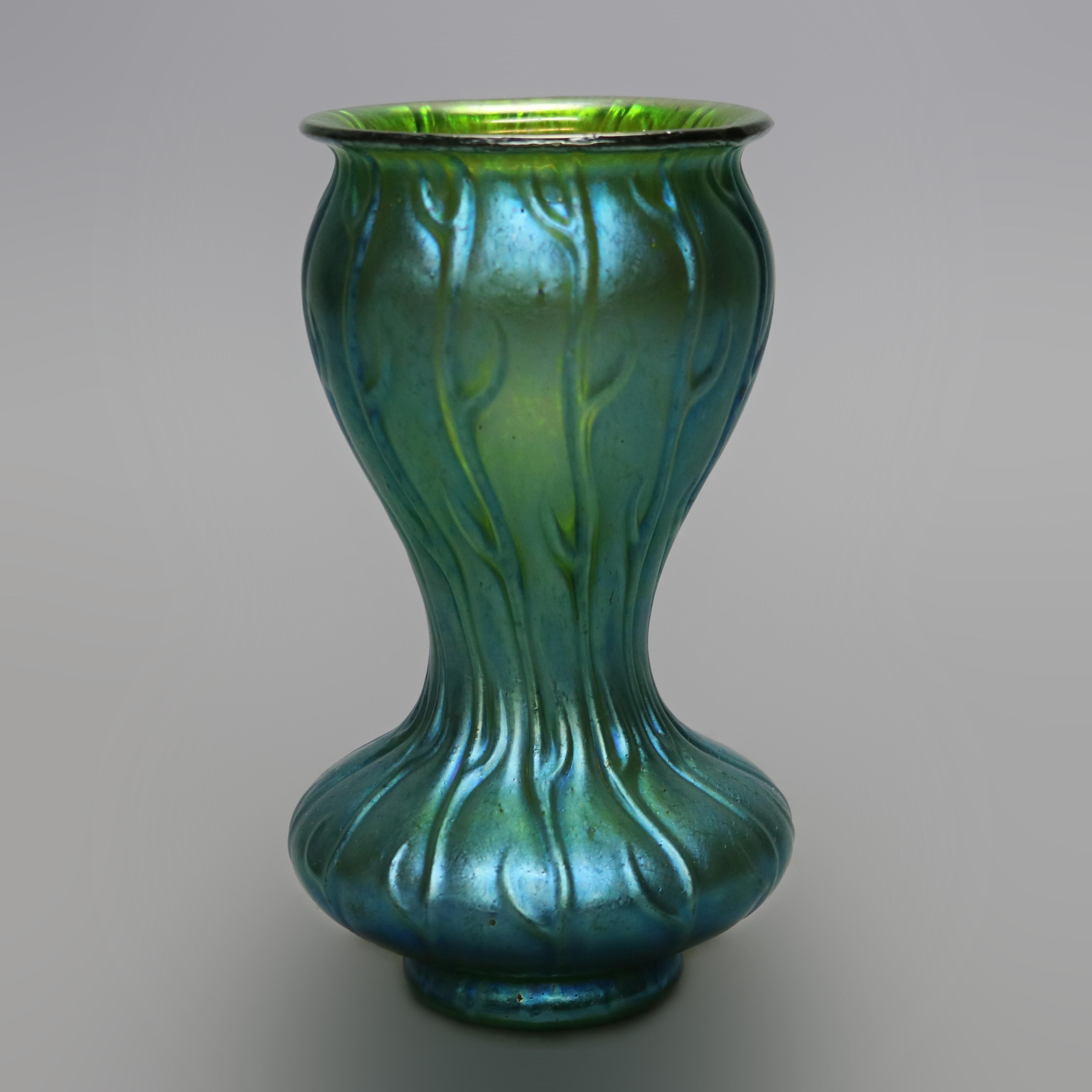 Antique Austrian Loetz Art Glass Neptune Vase, Circa 1920 In Good Condition In Big Flats, NY