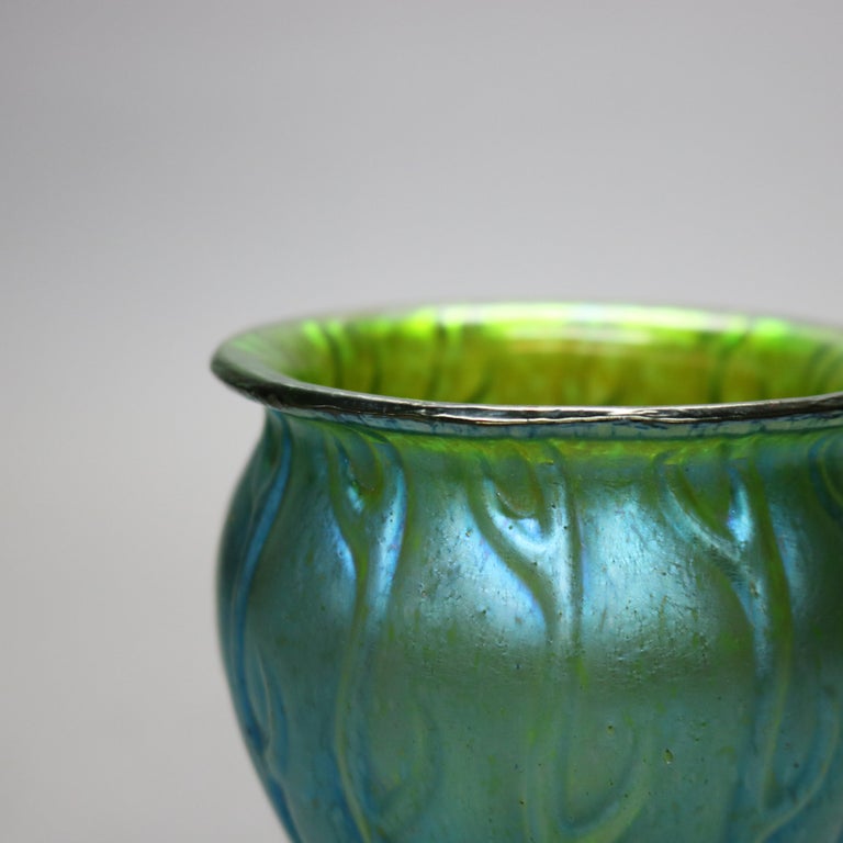 Antique Austrian Loetz Art Glass Neptune Vase, Circa 1920 For Sale 3