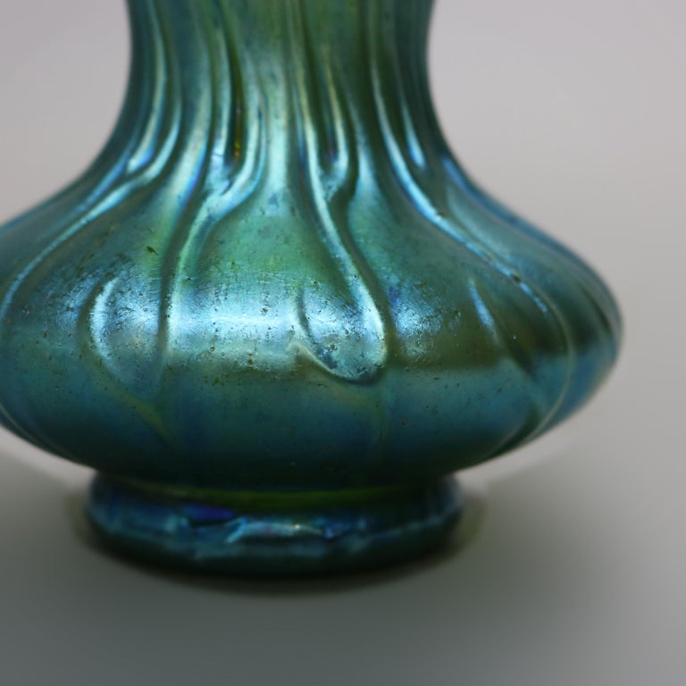 Antique Austrian Loetz Art Glass Neptune Vase, Circa 1920 For Sale 4