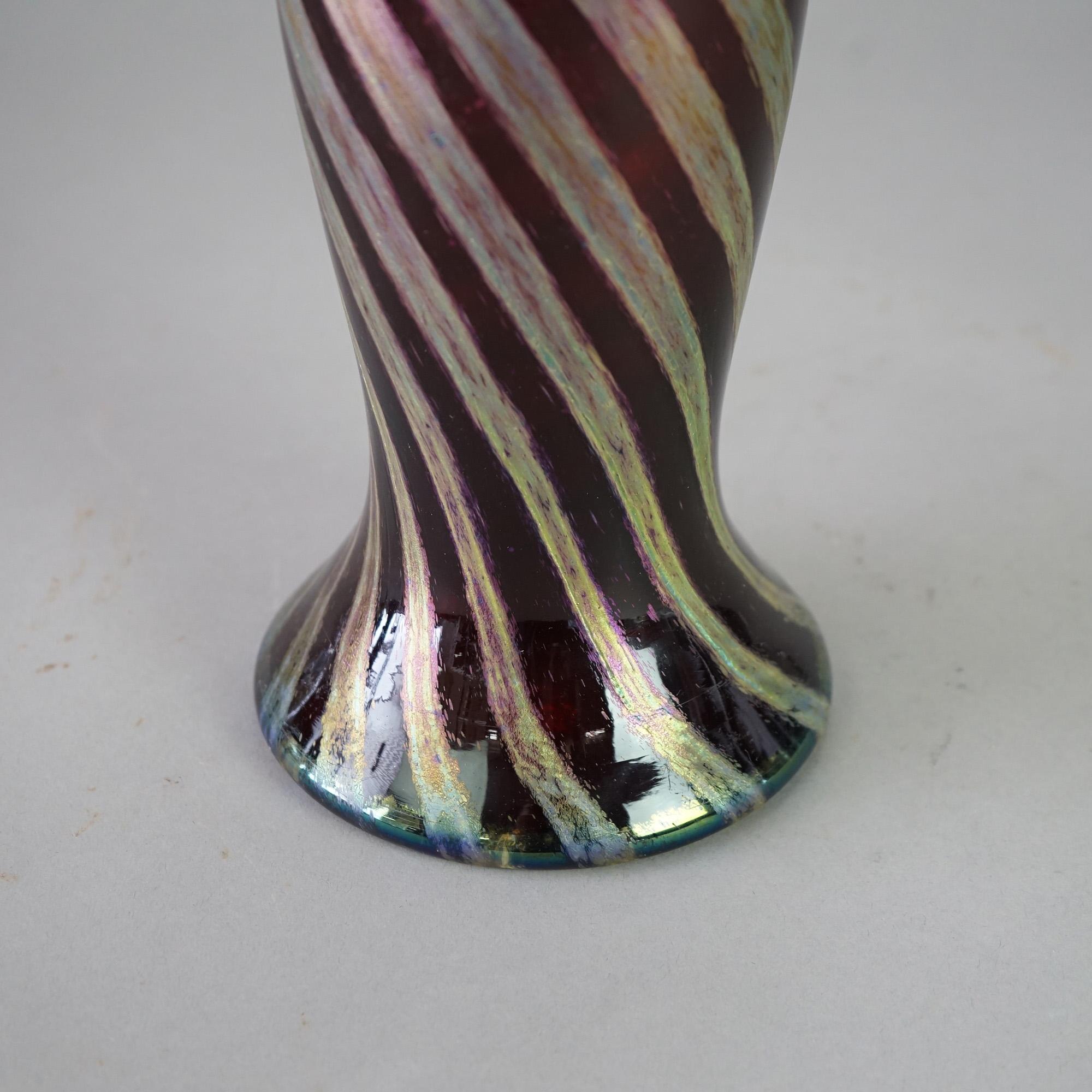 Antique Austrian Loetz Swirled Art Glass Vase Circa 1920 4