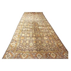 Antique Austrian Mahal Wool 10x28 Purple, Ivory & Rust Handmade Gallery Rug