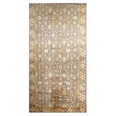 Antique Austrian Mahal Wool 10x28 Purple, Ivory & Rust Handmade Gallery Rug