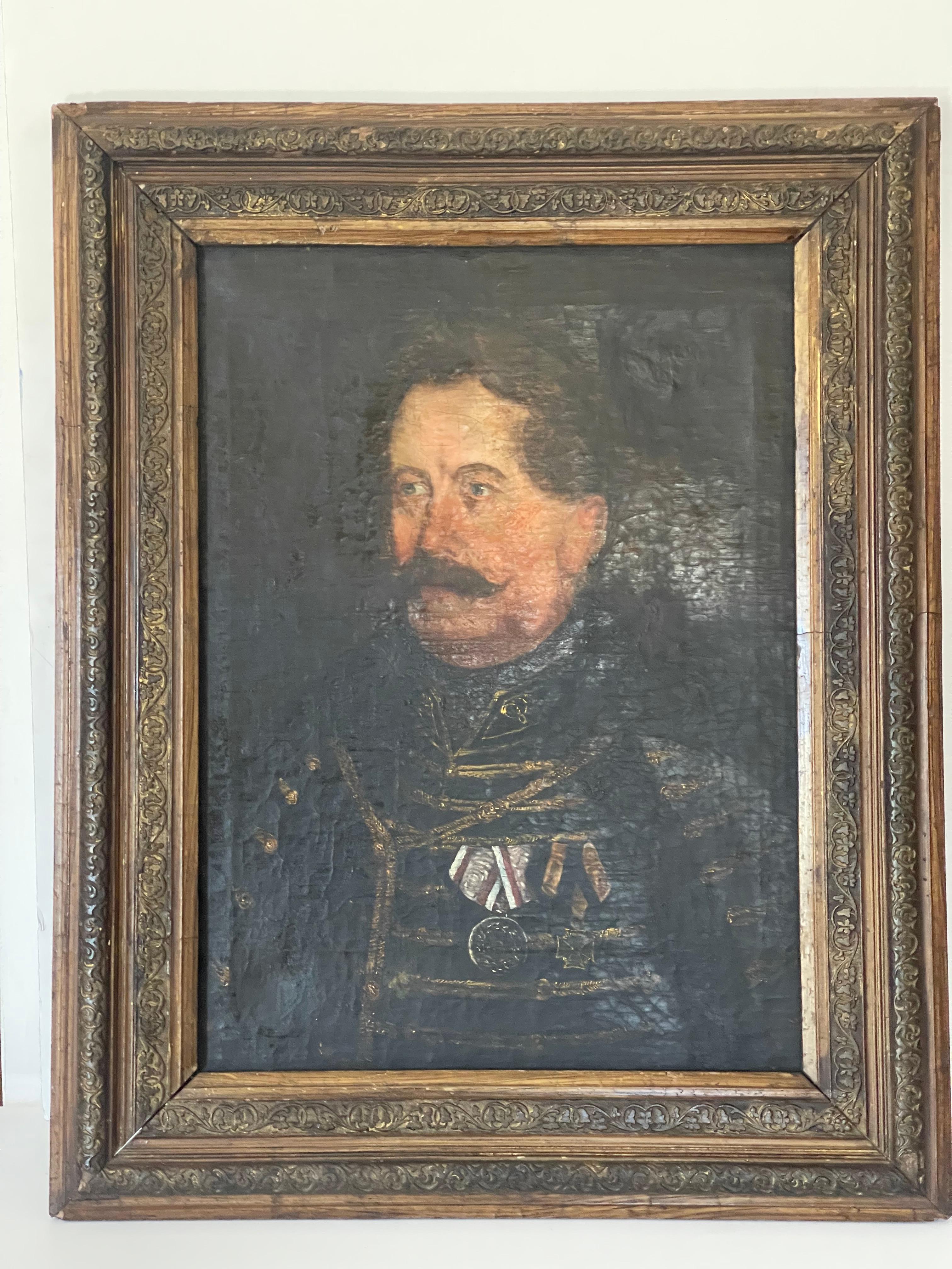 Antiguo Retrato Militar Austriaco Enmarcado principios del siglo XX en venta
