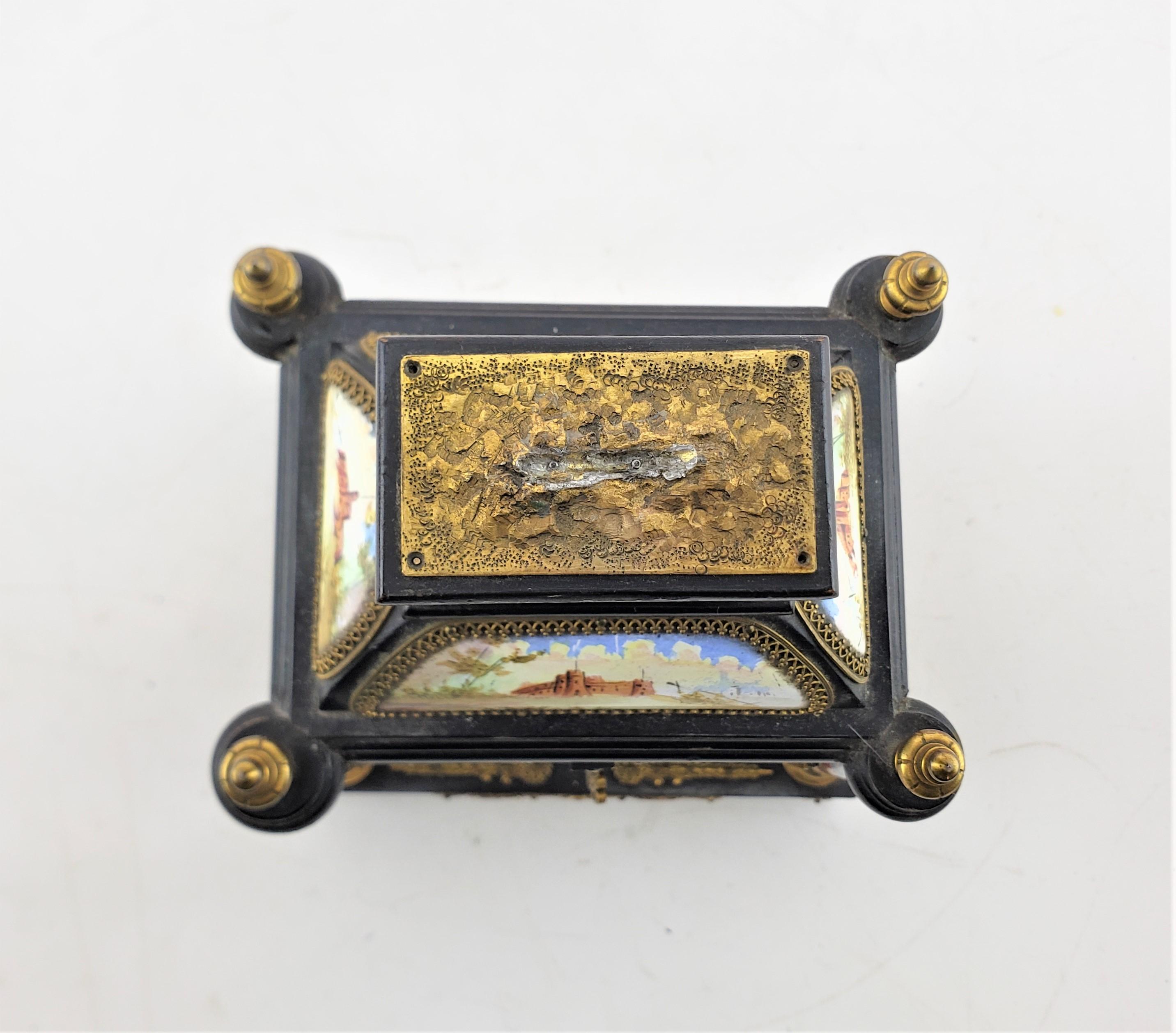 Antique Austrian Miniature Table Cabinet or Trinket Box with Enameled Panels  For Sale 12