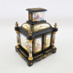 Antique Austrian Miniature Table Cabinet or Trinket Box with Enameled Panels