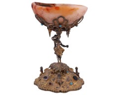 Antique Austrian Natural Agate Silver Tazza, 19 C