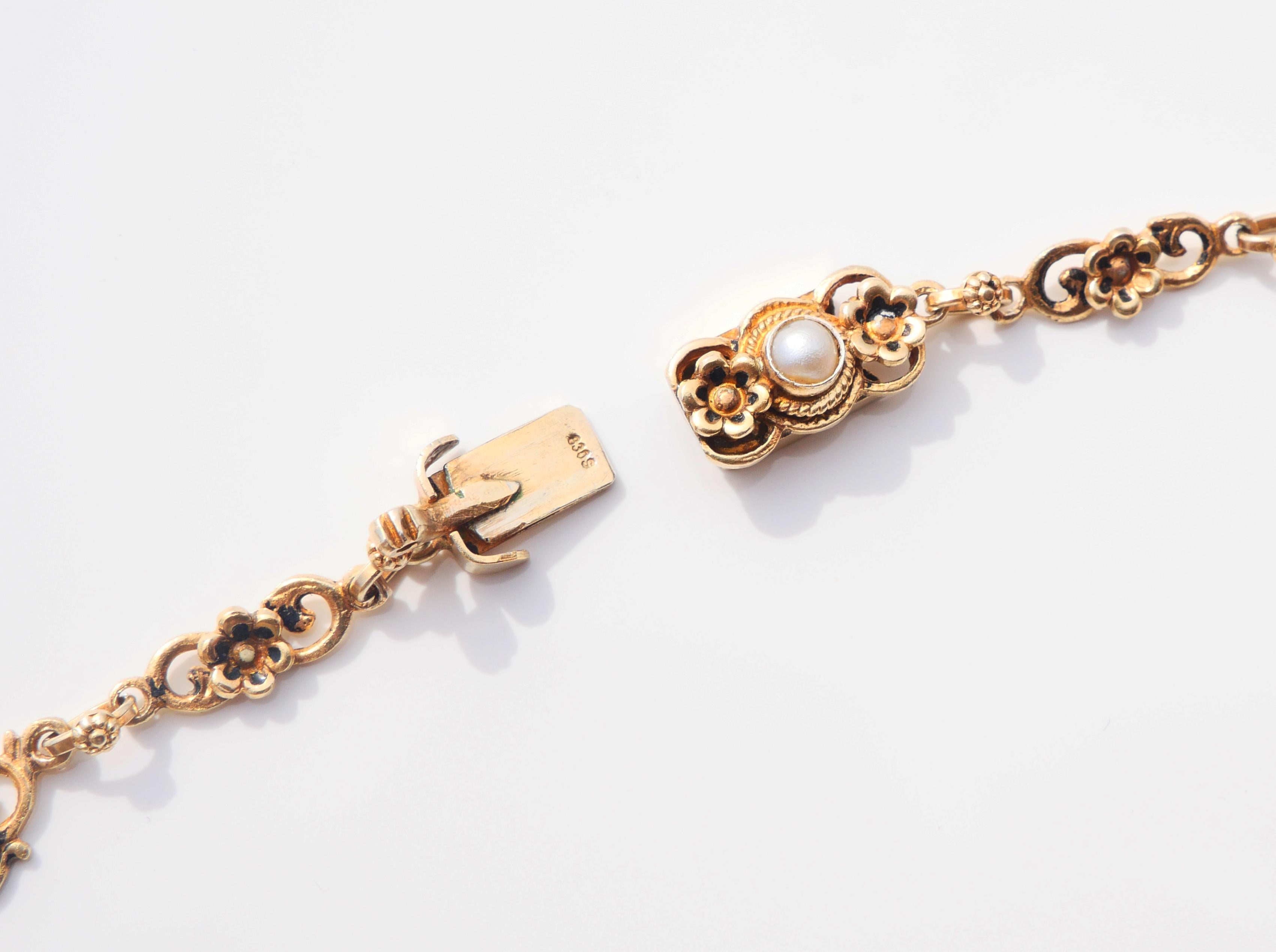 Antique Austrian Necklace Amethyst Pearls Gilt Silver / 42cm/25gr For Sale 5